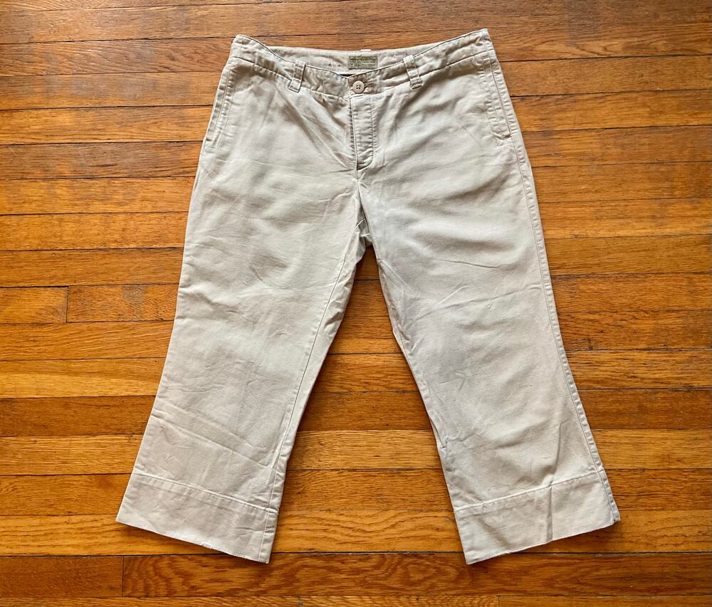 AMERICAN EAGLE OUTFITTERS Beige Flat Front Crop Cargo Pants sz 12